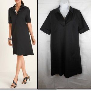 Chico’s sz 10 Popover Shirt Dress Black 570285399